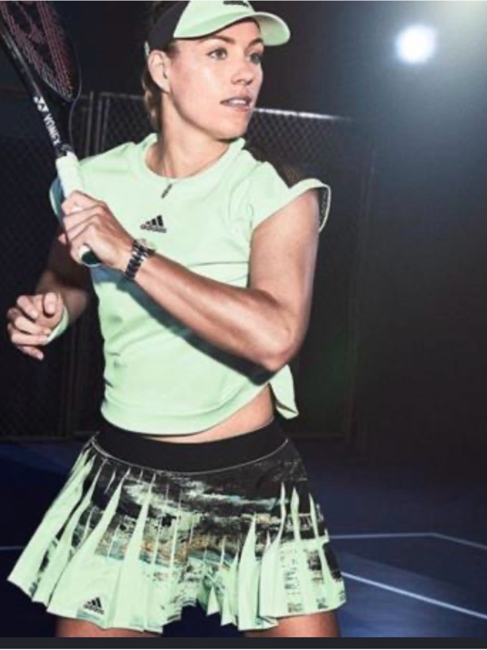 adidas Women's Glow GreenBlack mesh back 2 piece tennis top Sz:Med - Picture 7 of 7